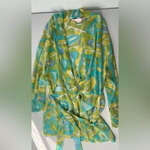 Y2K vintage  Victoria's Secret Lime & Teal Abstract Print robe